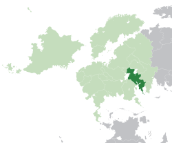 Location of  Mero-Curgovina  (dark green) – in Anterra  (green & grey) – in Western Artemia  (green)